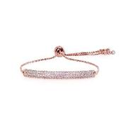 Silver Rose Gold Plated Carat CZ Curved Eltra Bracelet 22595-2 image