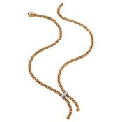 18ct Yellow Gold Fope Solo Tassle Necklet with Pave Diamond Bar 0.22ct 42cm image