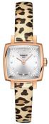 Ladies Tissot T Lady Lovely Rose Gold PVD Case Square Silver Dial Synthetic Animal Print Strap image