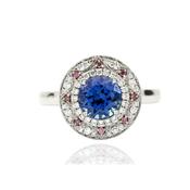 18ct White Gold Oval Tanzanite &amp; Diamond Compass Ring image