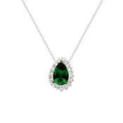 Carat London Silver Emerald Green Pear Cut Eleanor Pendant on Chain image