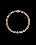 18ct Yellow Gold Fope Eka Bracelet Diamond Pave Roundel 0.19ct Medium image