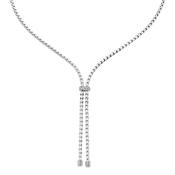 18ct White Gold Fope Eka Diamond Lariat Necklet 0.10ct