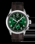 Gents Tissot Chrono L 42mm Steel Case Green Dial Dark Brown Strap T116.417.16.092.00