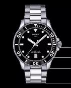 Gents Tissot Seastar 1000 40mm Qtz Steel Bracelet Black Bezel &amp; Dial with Date  T120.410.11.051.00 image