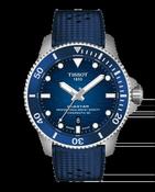 Gents Tissot Seastar 1000 43mm Automatic Blue Ceramic Bezel Blue Dial Blue Rubber Strap T120.907.17.041.00