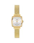 Ladies Tissot T Lady Lovely Yellow Gold PVD Case and Bracelet Square Silver Baton Dial image