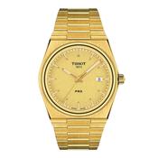 Gents Tissot T Classic PRX 40mmYellow Gold Plated Case and Bracelet Champagne Baton Dial Date image
