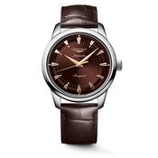 Gents Longines Conquest Auto 38mm Steel on Brown Strap Brown Dial image
