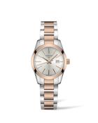 Ladies Longines 29.5mm Conquest  Steel &amp; RG PVD Bracelet Silver Dial image