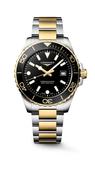 Gents Longines Hydroconquest 300m Quartz 42mm Steel and Yellow Gold PVD Bracelet Black Dial L3.769.3.56.7