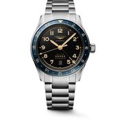 Gents Longines Spirit Zulu Time 42 Auto Steel Black Dial Blue Bezel image