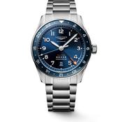 Gents Longines Spirit Automatic 42mm Steel Bracelet Blue Bezel and Blue Sunray Arabic Numeral Dial Date image