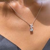 Carat London Jasmine Chicory Round Pendant Necklace White Gold Plated image