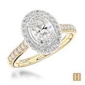 Yellow Gold Lab Grown Oval Cluster Engagement Ring 0.7ct 16201123