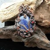 Lapis Lazuli wire wrapped pendant necklace image