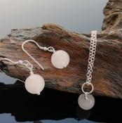 Rose Quartz Sterling Silver necklace and earring set. image