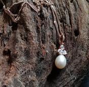 Pearl drop pendant, Rose Gold on Sterling Silver image