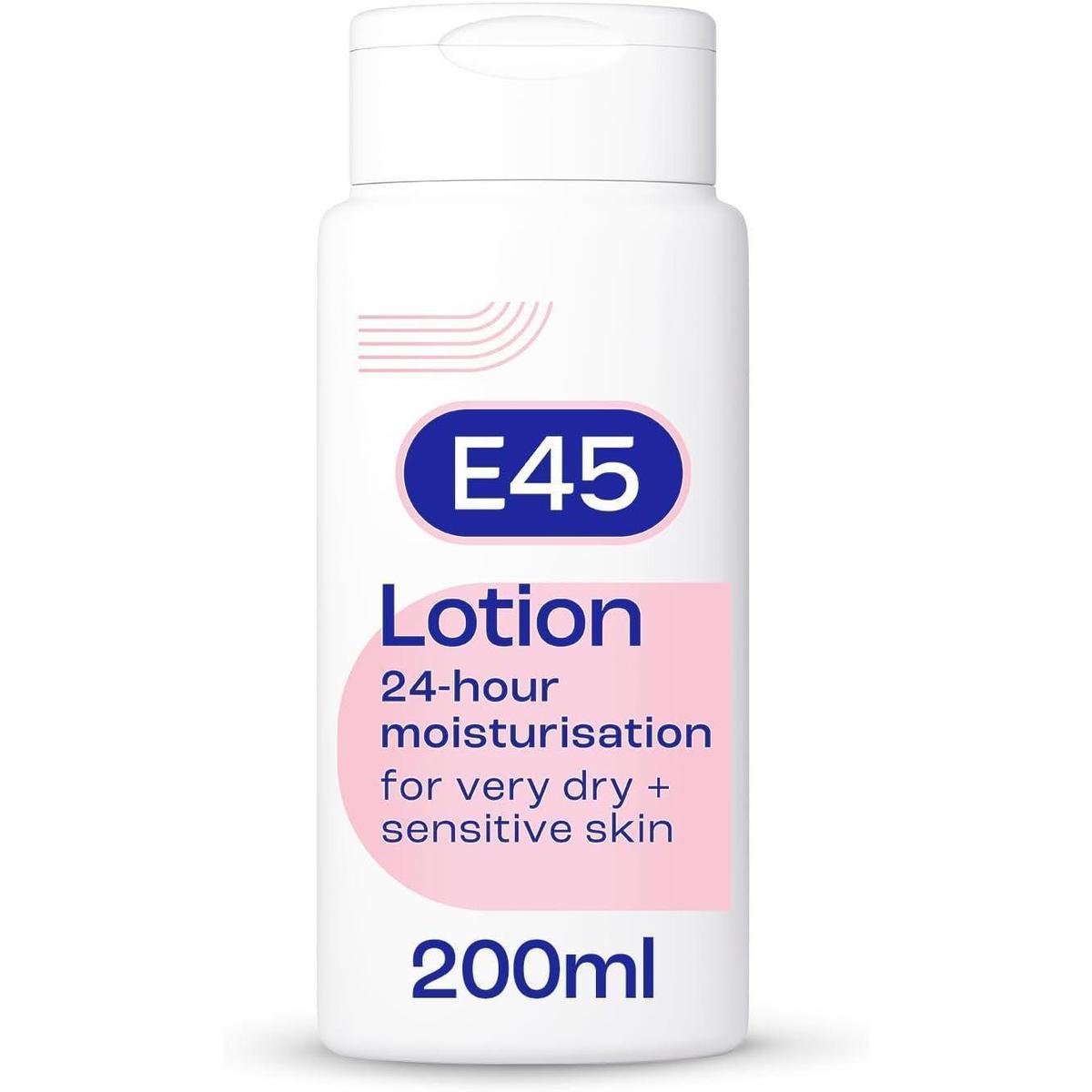 E45 Dermatological Moisturising Lotion, 200 ml, for Dry, Sensitive Skin, Perfume Free