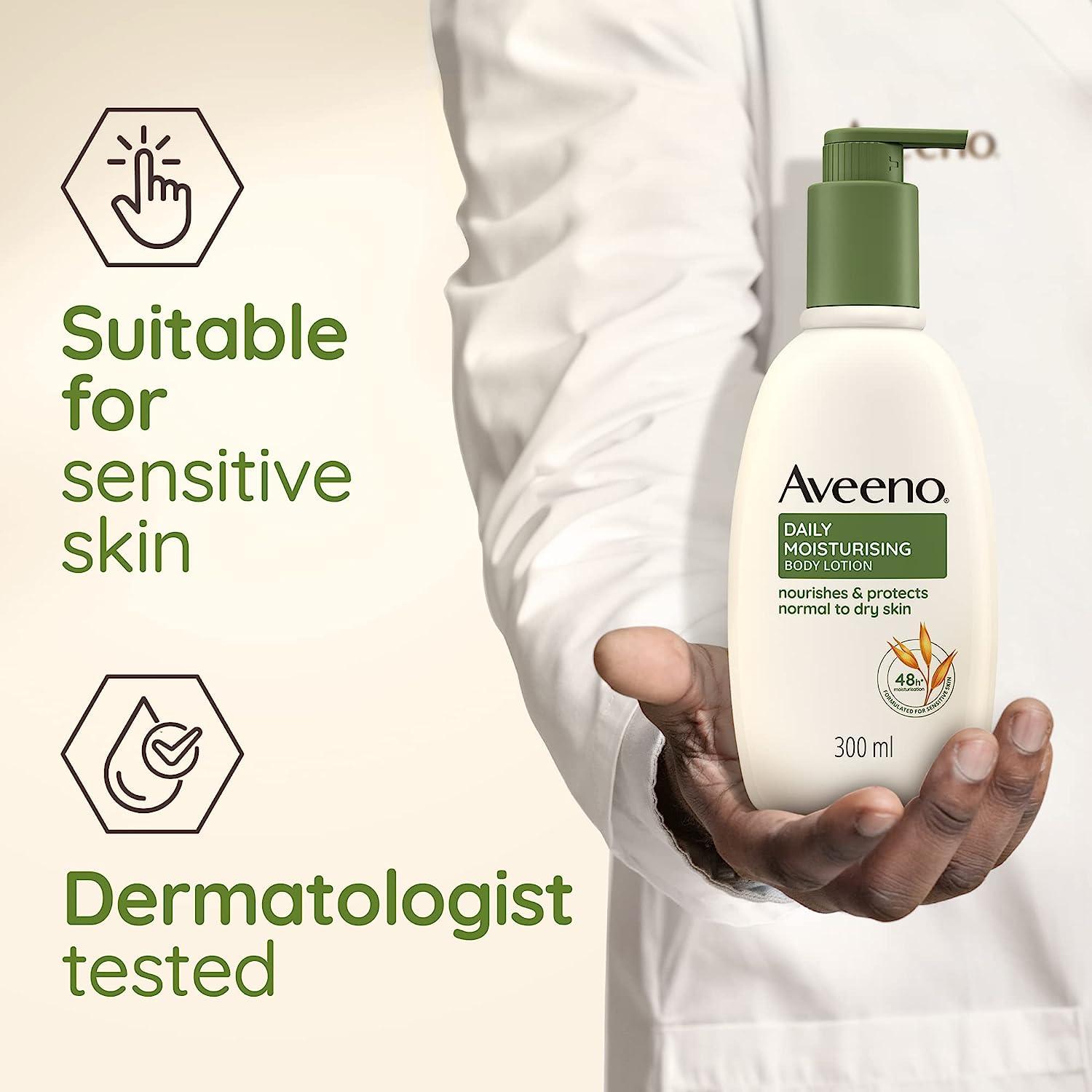 Aveeno Daily Moisturising Body Lotion 300ml for Normal to Dry Skin - Nourishes & Protects