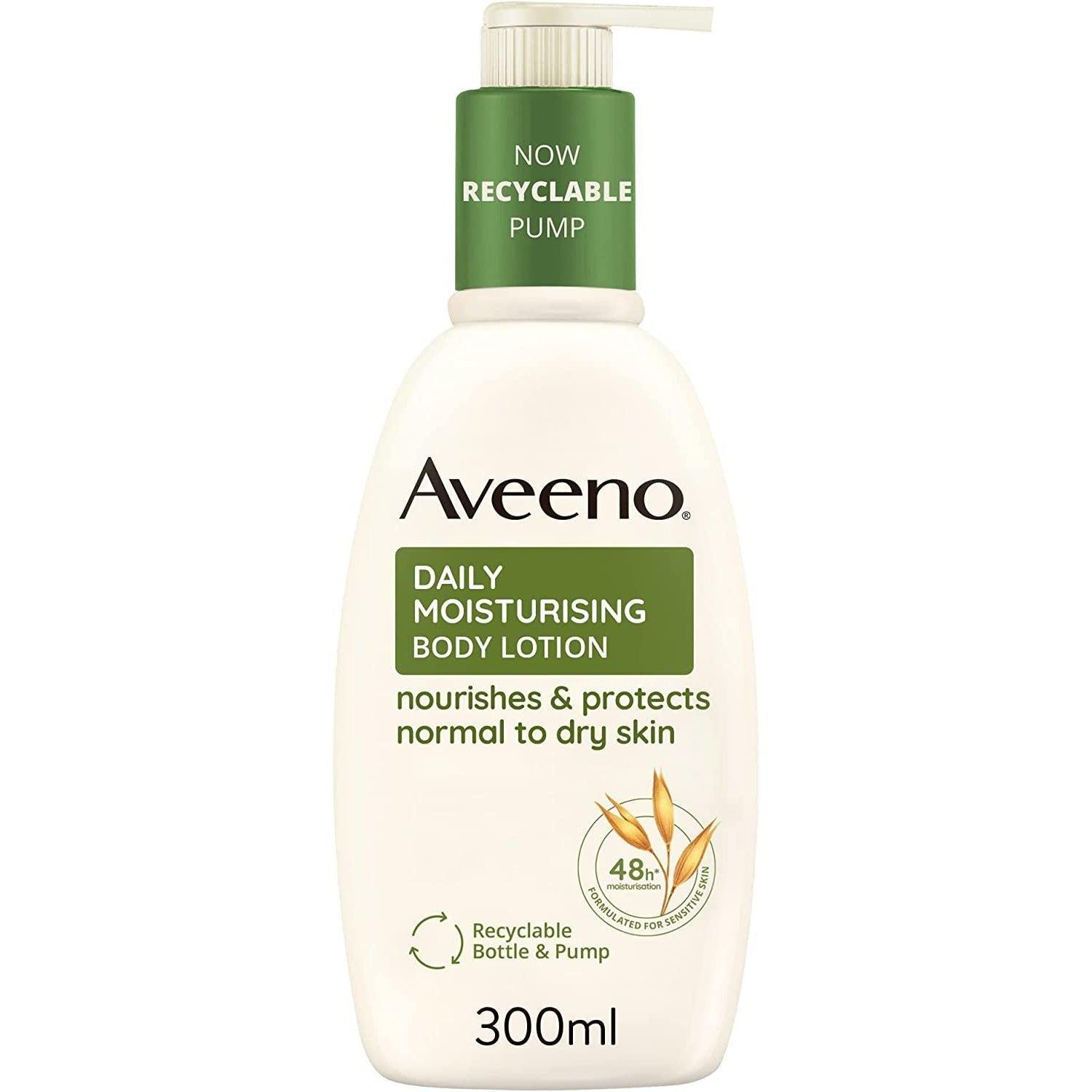 Aveeno Daily Moisturising Body Lotion 300ml for Normal to Dry Skin - Nourishes & Protects