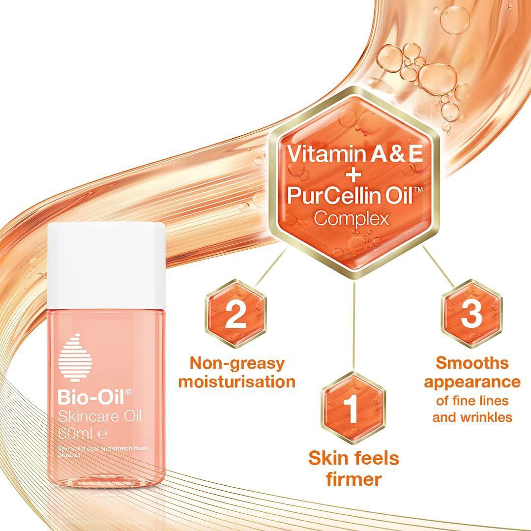 Bio-Oil Skincare Oil 60ml - Improves Scars, Stretch Marks, Uneven Skin Tone, Aging & Dehydrated Skin