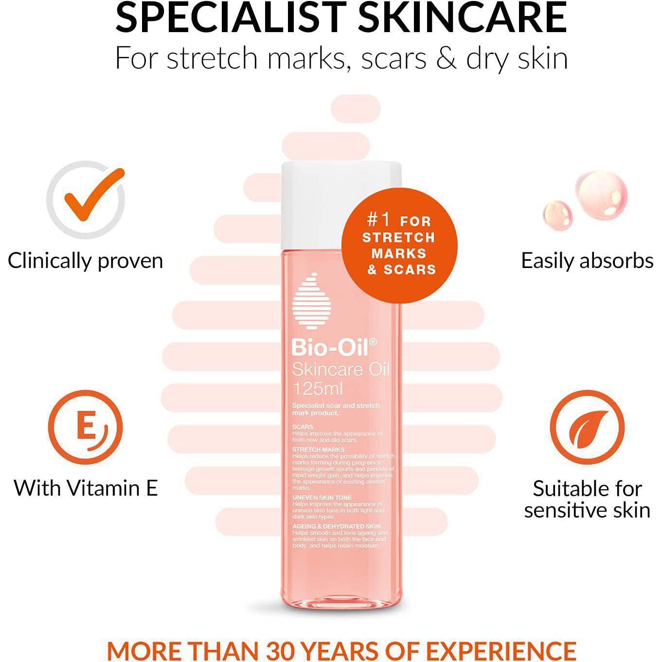 Bio-Oil Skincare Oil 60ml - Improves Scars, Stretch Marks, Uneven Skin Tone, Aging & Dehydrated Skin
