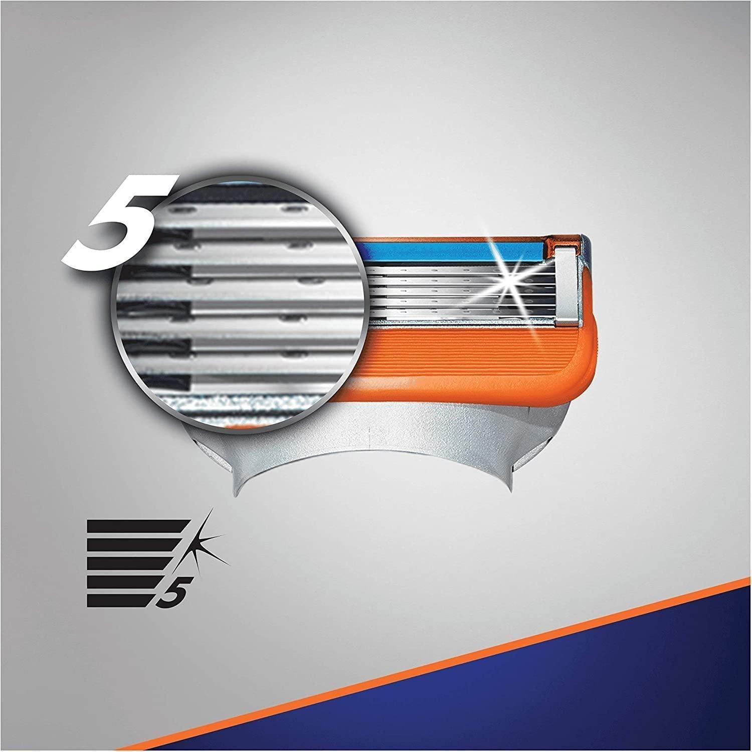 Gillette Fusion5 Power Razor Blades 4 Pack with 5 Blades, Precision Trimmer, Close Shave, Anti-Friction Blades, and PowerGlide Blade Coating
