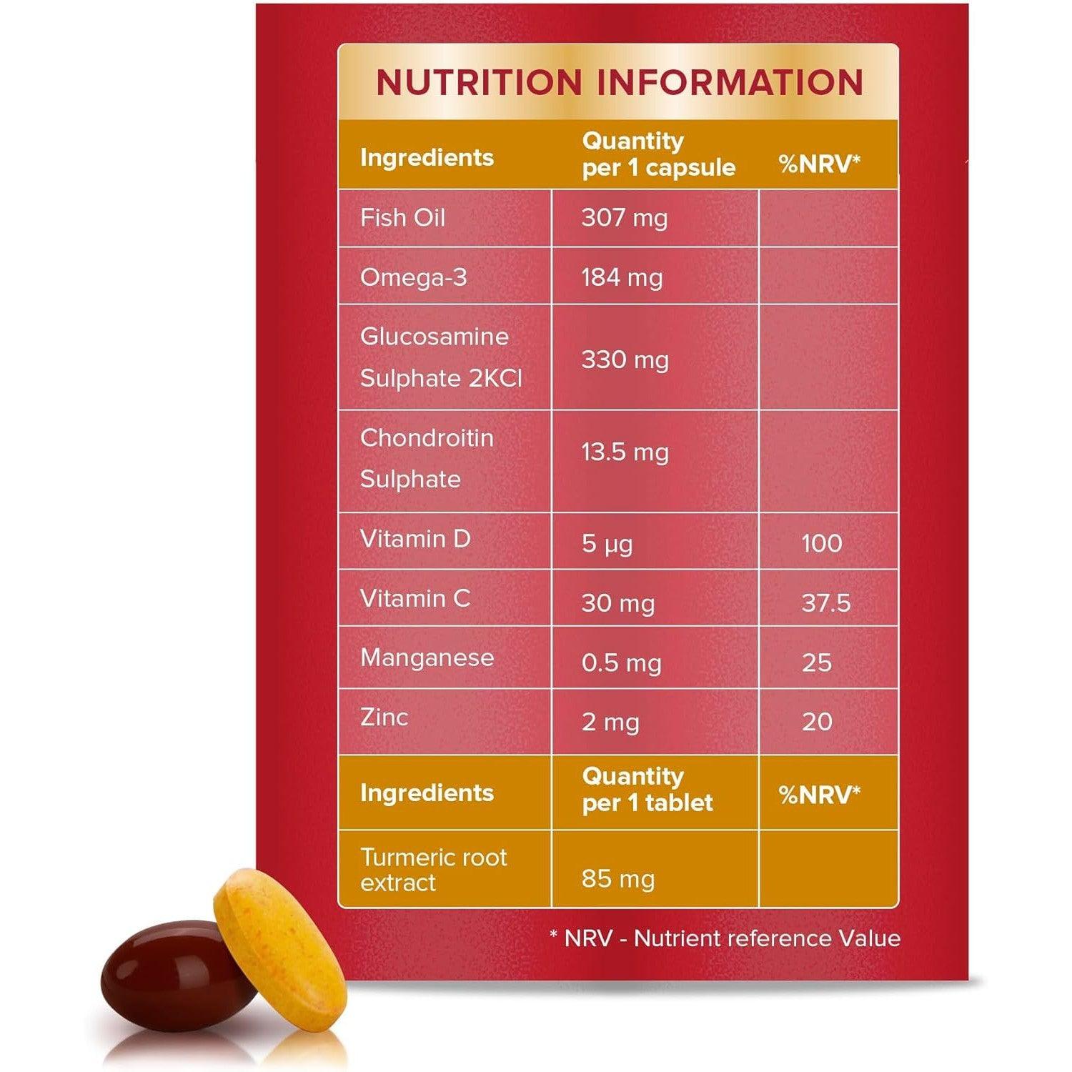 Seven Seas JointCare + Turmeric Duo Pack - Omega-3, Glucosamine, Chondroitin, Vitamin D, Vitamin C, Manganese, Zinc