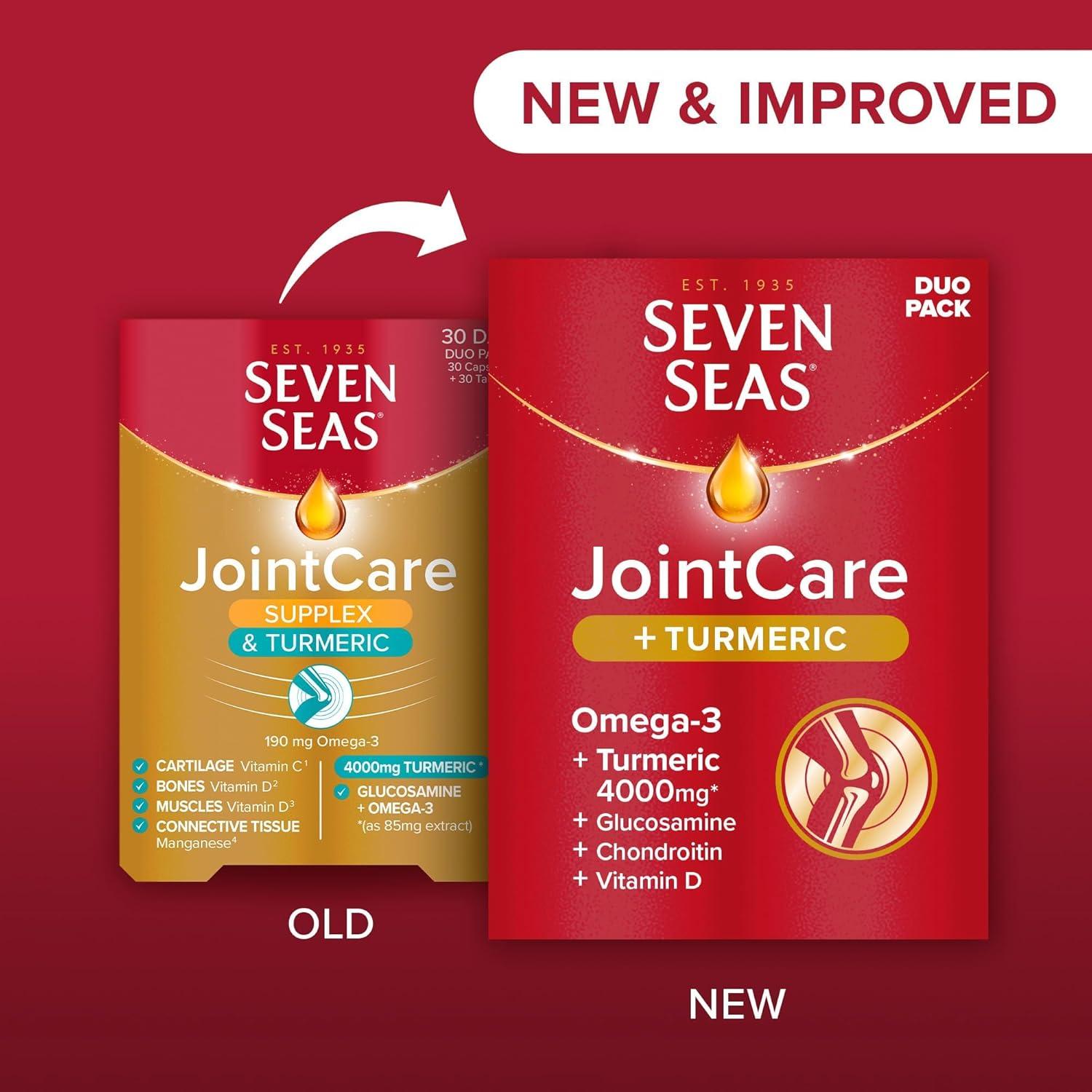 Seven Seas JointCare + Turmeric Duo Pack - Omega-3, Glucosamine, Chondroitin, Vitamin D, Vitamin C, Manganese, Zinc
