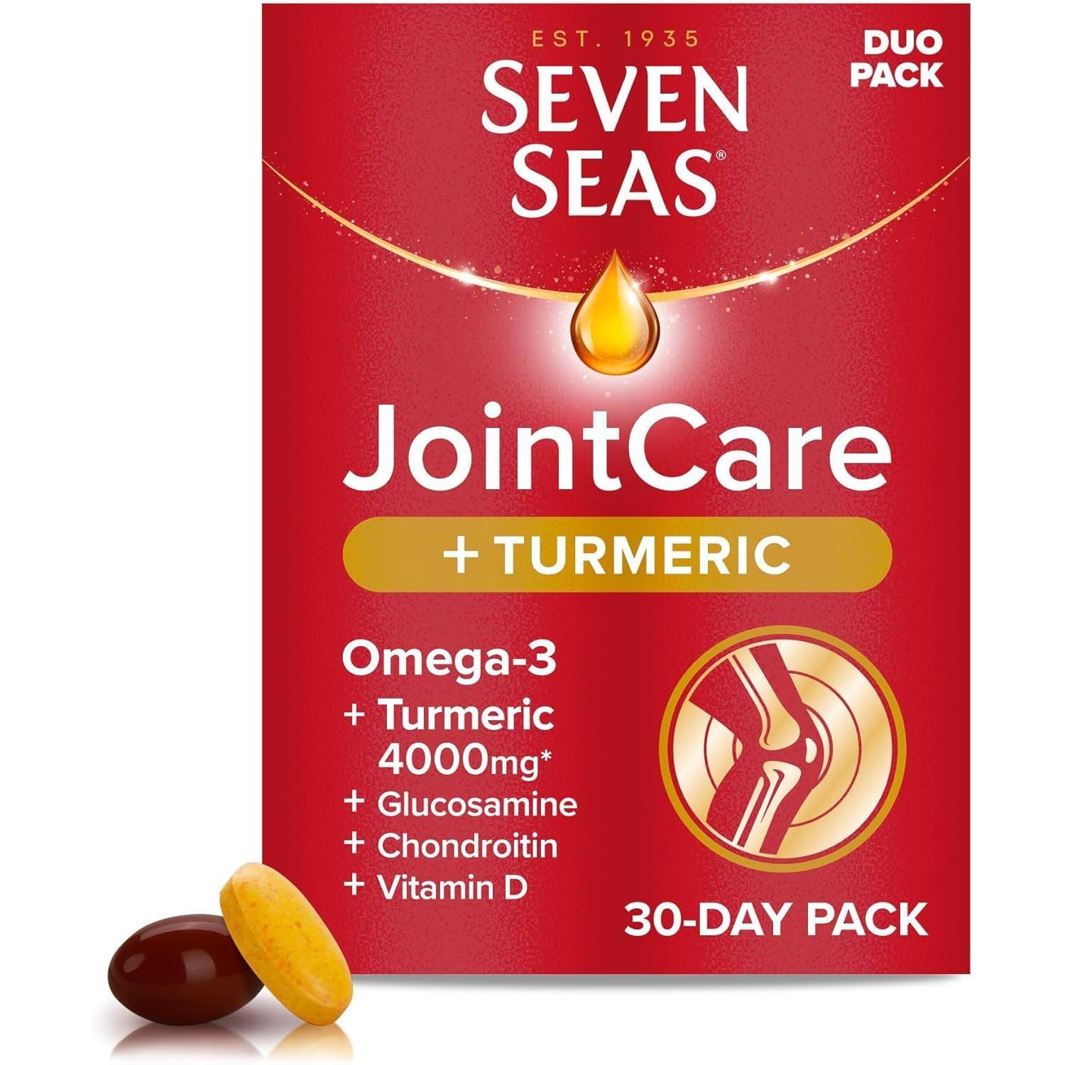 Seven Seas JointCare + Turmeric Duo Pack - Omega-3, Glucosamine, Chondroitin, Vitamin D, Vitamin C, Manganese, Zinc