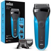 Braun Series 3 310BT - 3-in-1 Electric Shaver, Beard Trimmer with 5 Comb Attachments, Wet &amp; Dry Black/Blue image