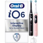 Oral-B iO6 2 x Electric Toothbrushes , 2 Handles, 2 Toothbrush Heads, 5 Modes with Teeth Whitening, Black Lava &amp; Pink Sand