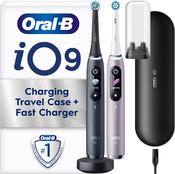 Oral-B iO9 2 x Electric Toothbrushes , 2 Toothbrush Heads &amp; Charging Travel Case, 7 Modes with Teeth Whitening, 2 Pin UK Plug, Black