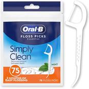 Oral-B Simply Clean Floss Picks - Remove Plaque - Interdental Flossing Sticks for Tight Spaces - Mint Flavour - 75 Sticks per Pack image