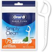 Oral-B Simply Clean Floss Picks - Remove Plaque - Interdental Flossing Sticks for Tight Spaces - Mint Flavour - 75 Sticks per Pack image