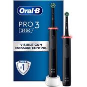 Oral-B Pro 3 - 3900 - Set of 2 Electric Toothbrushes Black, 2 Handles with Visible Pressure Sensor, 2 Toothbrush Heads image