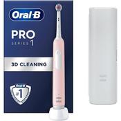 Oral-B Pro 1 Electric Toothbrush With 3D Cleaning, 1 Toothbrush Head &amp; Travel Case, Gum Pressure Control, -Pink image