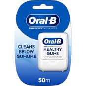 Oral-B Pro-Expert Advanced Waxed Dental Floss - Healthy Gums - Helps Prevent Gum Problems- Cleans Below The Gumline - Unflavoured Dental Tape - 50m