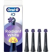 Oral-B iO Radiant White 4pk Replacement Toothbrush Heads,  with Angled Bristles for Deep Plaque Removal &amp; Polishing Petals for Teeth Whitening, Black image