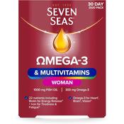 Seven Seas Omega-3 &amp; Multivitamins Woman, With Biotin and Iron, 30-Day Duo Pack, 30 Omega-3 Capsules and 30 Multivitamin Tablets