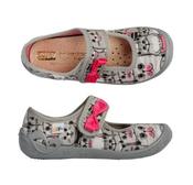 3F Girls Slippers – Pink &amp; Grey, Cats Bow
