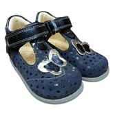 Ani-But Girls First Steps Orthopaedic Leather Sandals with Thomas Heel – Navy, Heart image