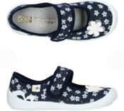 3F Girls Slippers – Navy &amp; White, Flowers
