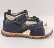 RenBut Boys Leather Sandals – Navy &amp; Orange image