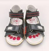 RenBut Boys First Steps Leather Sandals – Navy &amp; Red image