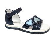 RenBut Girls Leather Sandals – Navy, Heart image