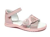 RenBut Girls Leather Sandals – Pink, Heart image