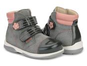 Memo Girls Orthopaedic Leather Boots with Diagnostic Sole – Pink &amp; Grey, Alex image