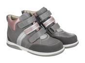 Memo Girls Orthopaedic Leather Boots with Diagnostic Sole – Pink &amp; Grey, Polo image